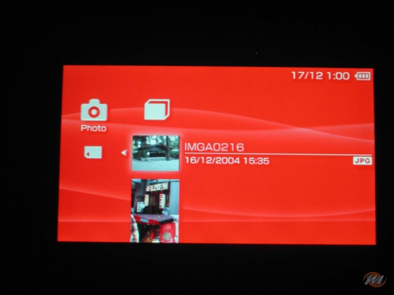 La lista delle immagini presenti su memory stick