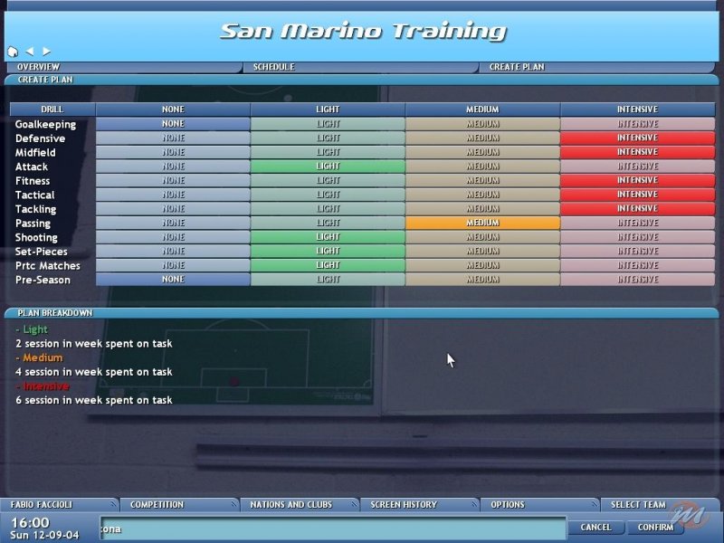 Il comodo modulo di creazione degli allenamenti