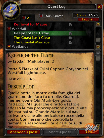 Ecco come appare una quest tradotta con il Quest Translator Ecco come appare una quest tradotta con il Quest Translator