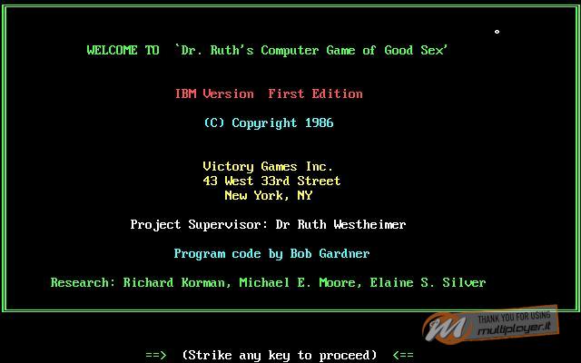 Dr. Ruth's Computer Game of Good Sex