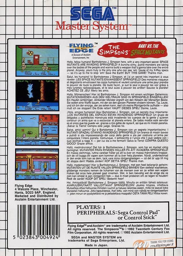 The Simpsons: Bart vs. the Space Mutants