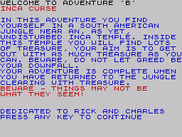 Adventure B: Inca Curse