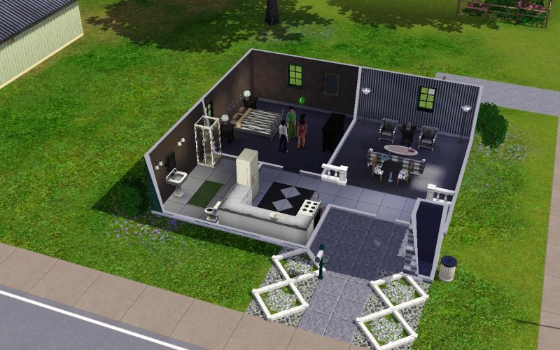 Una veduta a mezza altezza con i Sim impostati a dettaglio Basso.