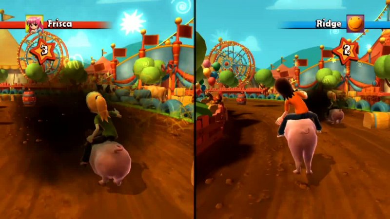 La corsa a cavallo di un maialino è uno dei mini game più belli della raccolta