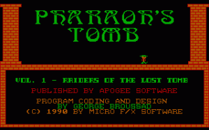 Pharaoh's Tomb per PC MS-DOS