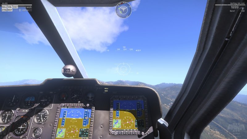 Detailed cockpit of the ArmA III aircraft