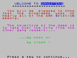Gangsters per Sinclair ZX Spectrum