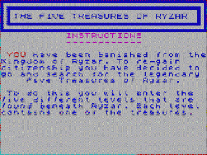 The Five Treasures of Ryzar per Sinclair ZX Spectrum