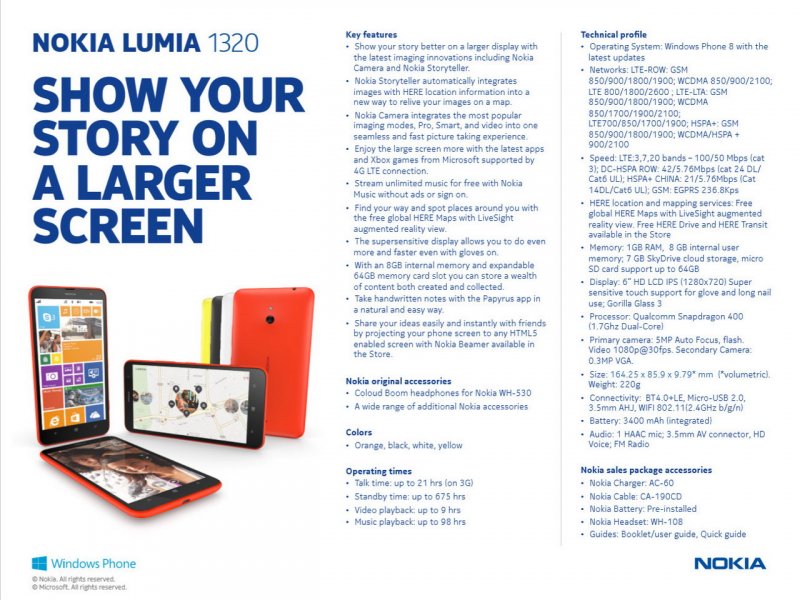 Presentati i nuovi Nokia Lumia 1520, Lumia 1320 e Lumia 2520  Presentati i nuovi Nokia Lumia 1520, Lumia 1320 e Lumia 2520