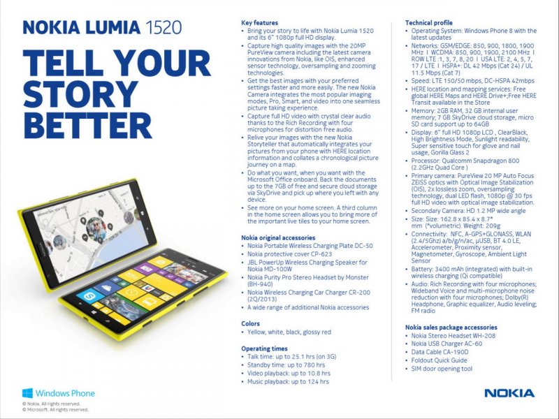 Presentati i nuovi Nokia Lumia 1520, Lumia 1320 e Lumia 2520  Presentati i nuovi Nokia Lumia 1520, Lumia 1320 e Lumia 2520