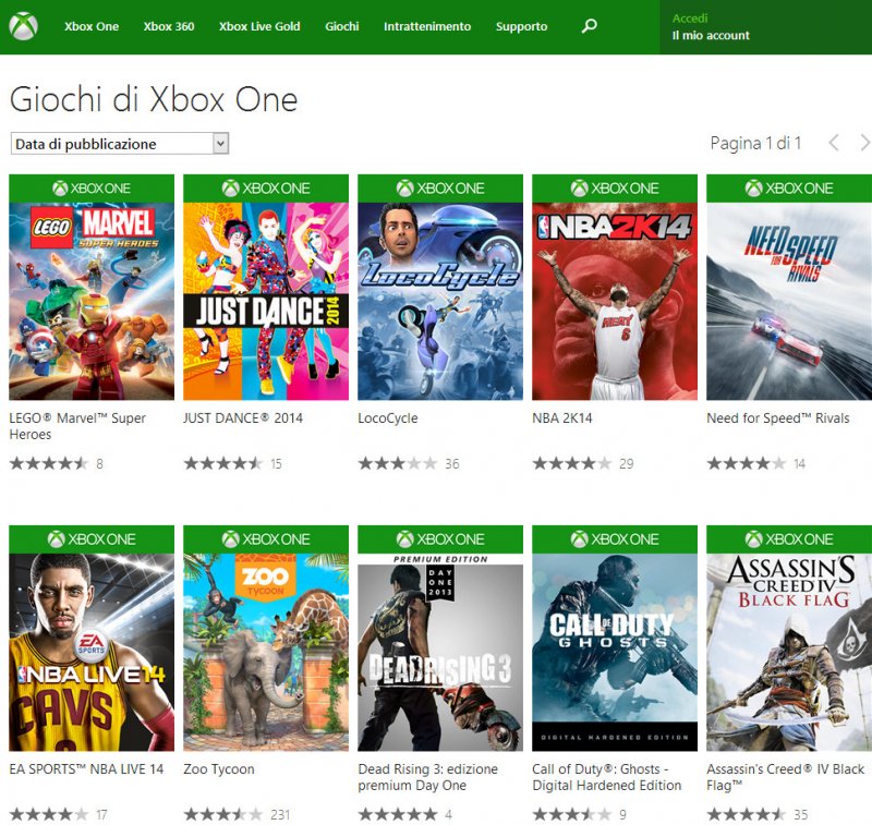 Aperta la versione italiana dello store online di Xbox One