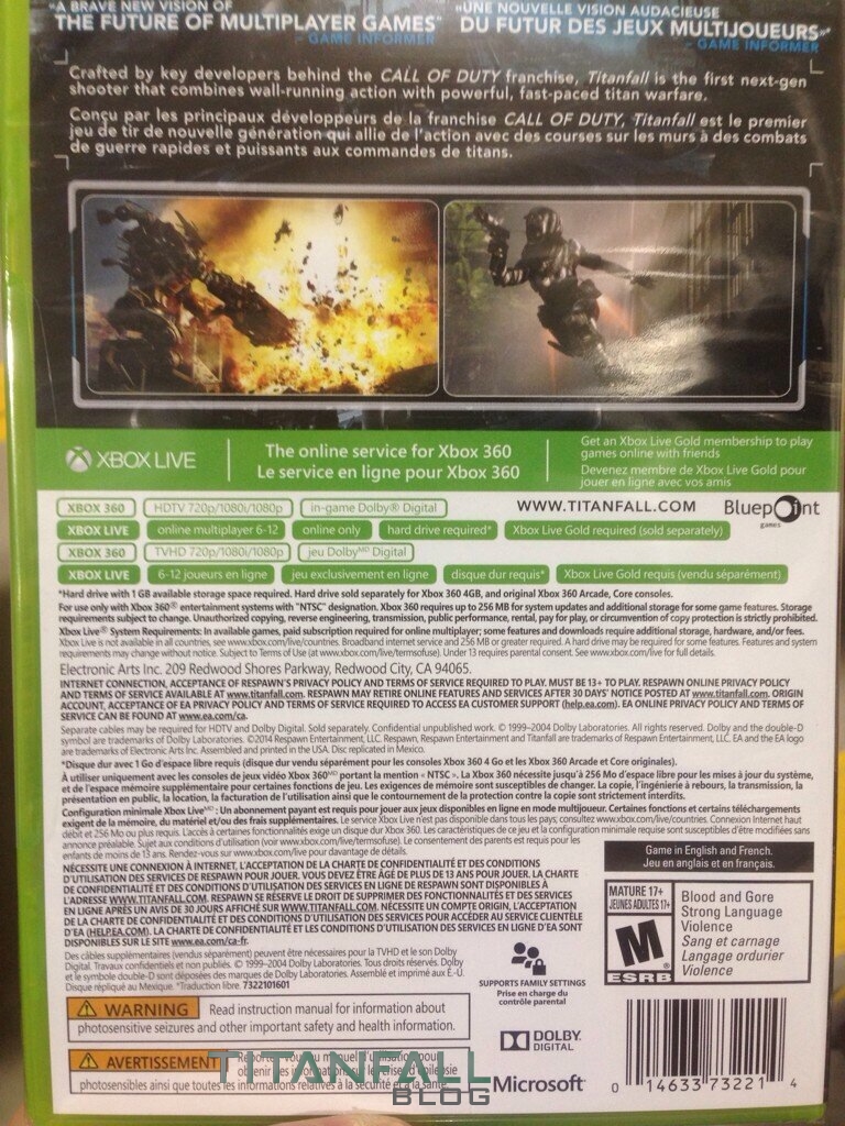 La versione Xbox 360 di Titanfall fotografata in rete, installazione di 1 GB obbligatoria La versione Xbox 360 di Titanfall fotografata in rete, installazione di 1 GB obbligatoria