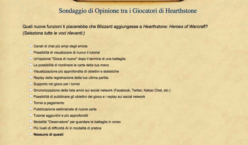 Hearthstone: Heroes of Warcraft - Un sondaggio di Blizzard fa pensare a possibili evoluzioni del gioco