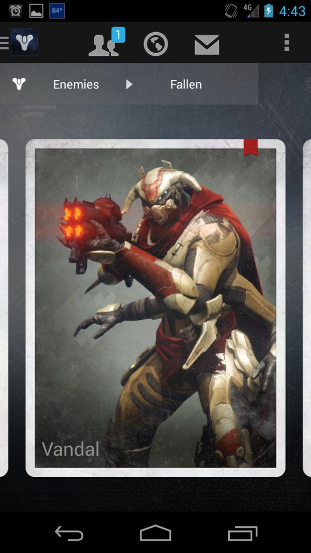 Qualche immagine per la companion app di Destiny