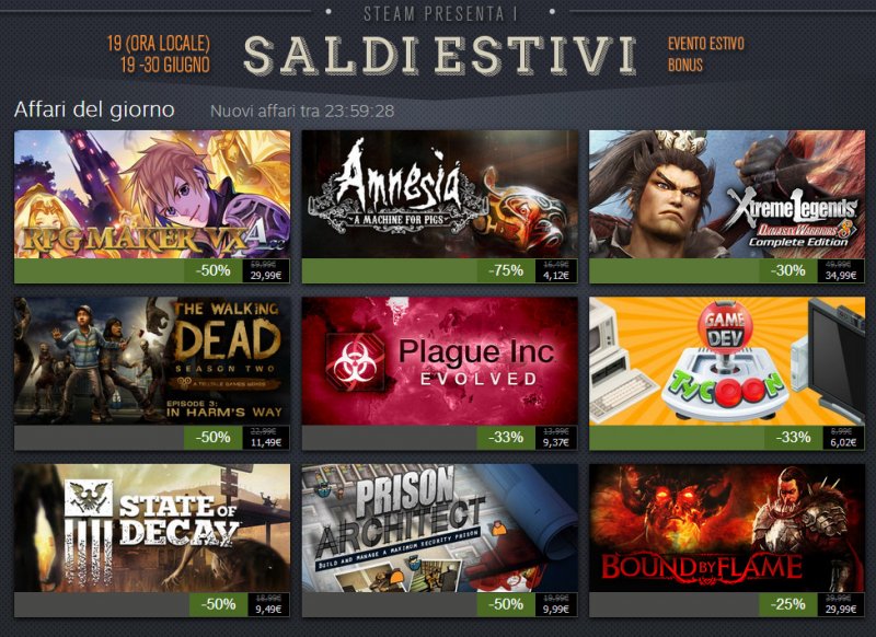 Vediamo le nuove offerte del giorno dei saldi di Steam