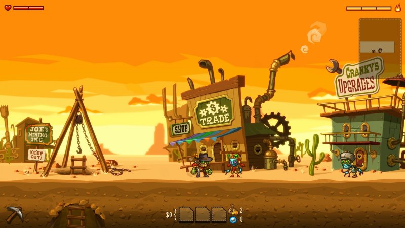 Una scena dal mondo in superficie di SteamWorld Dig