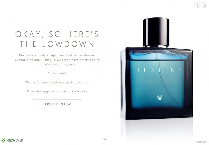 Microsoft pubblicizza Destiny in maniera alquanto sarcastica: ecco la nuova 'fragranza' Xbox One Microsoft pubblicizza Destiny in maniera alquanto sarcastica: ecco la nuova 'fragranza' Xbox One