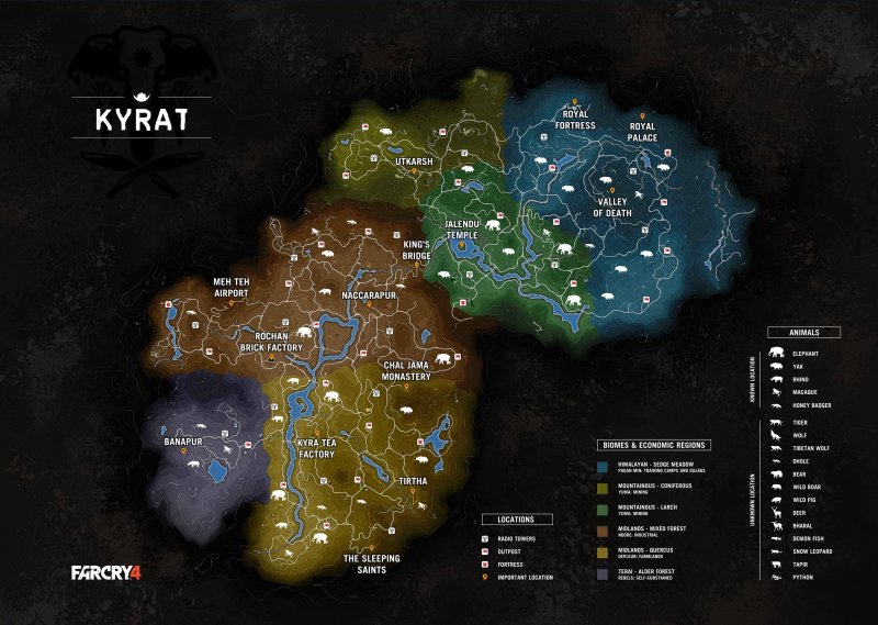 Un'immagine mostra l'intera mappa di Far Cry 4