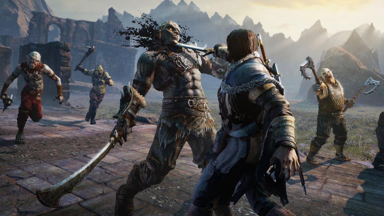 Talion affronta un gruppo di nemici ne La Terra di Mezzo: L'Ombra di Mordor