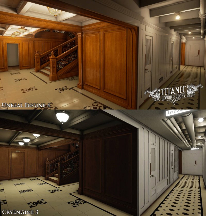 Titanic – Honor and Glory passa dal CryEngine all'Unreal Engine 4.0, vediamo le immagini di confronto