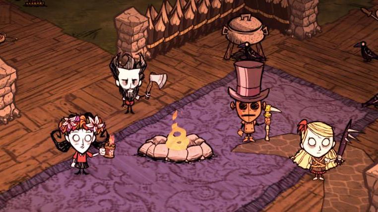 Quattro personaggi di Don't Starve Togheter