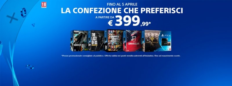 Diversi bundle Sony PlayStation 4 in promozione a 399,99 € fino al 5 aprile