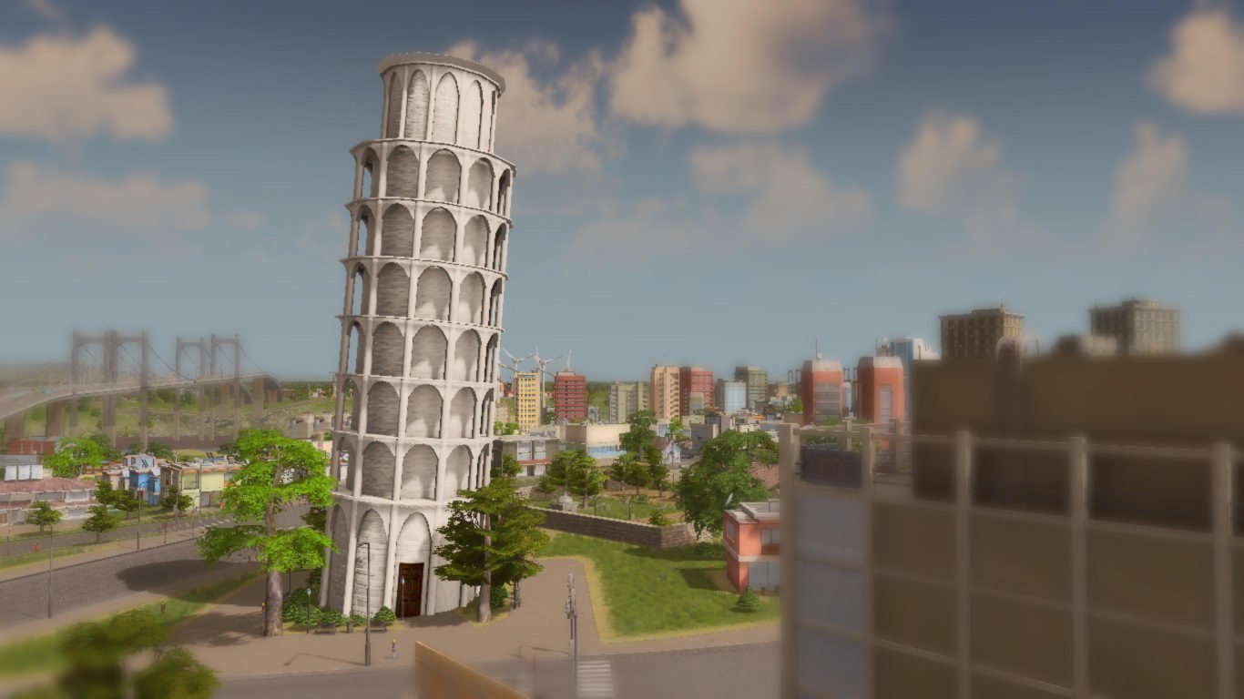 La torre di Pisa in Cities: Skylines