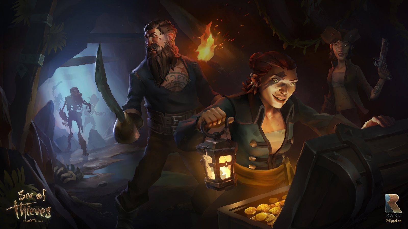 Due pirati in azione in Sea of Thieves
