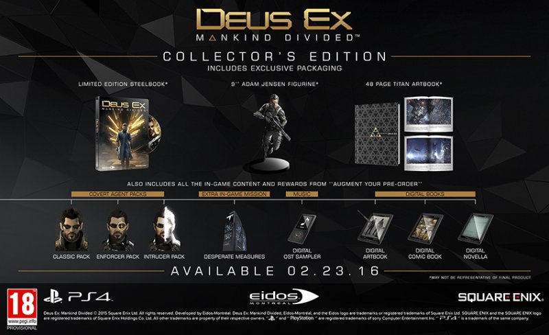 Un paio di immagini spiegano le promozioni per le prenotazioni di Deus Ex: Mankind Divided e la collector's