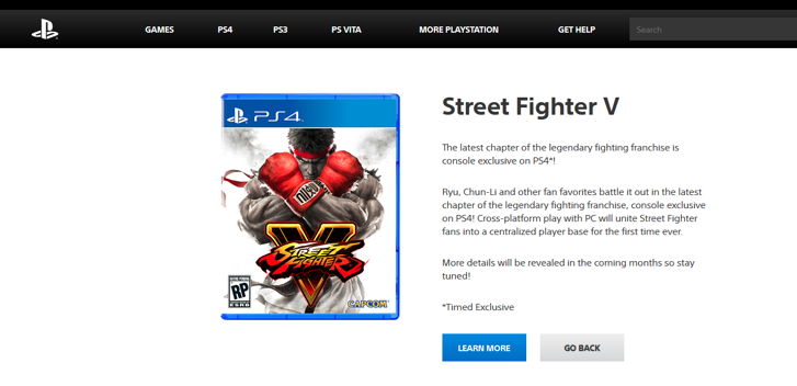 Street Fighter V è un'esclusiva temporale su PlayStation 4?