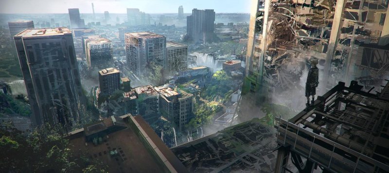 Un'immagine di NieR New Project mostra un mondo post-apocalittico