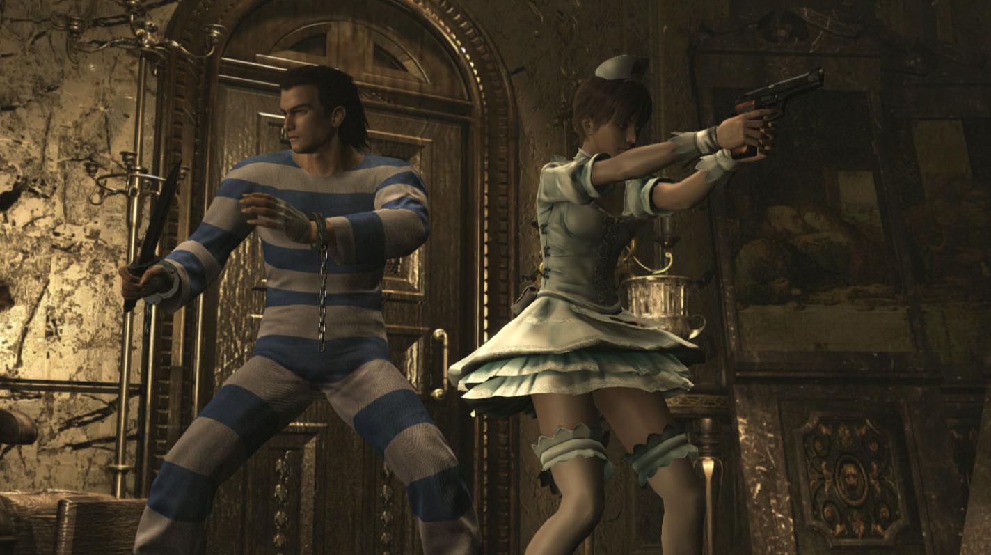Due personaggi della Resident Evil: Origins Collection