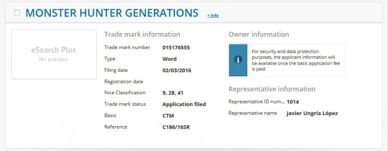 Capcom ha registrato il marchio Monster Hunter Generations in Europa Capcom ha registrato il marchio Monster Hunter Generations in Europa