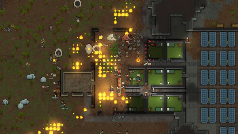 RimWorld: il fuoco è un nemico costante in questo gioco. Una batteria malfunzionante, una crisi di nervi di un abitante della colonia, una tempesta di fulmini possono creare disastri a catena