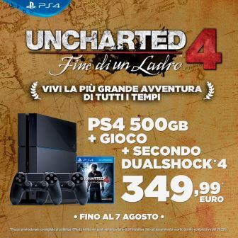 Nuove offerte ufficiali su Uncharted 4: Fine di un Ladro e PlayStation 4 Nuove offerte ufficiali su Uncharted 4: Fine di un Ladro e PlayStation 4
