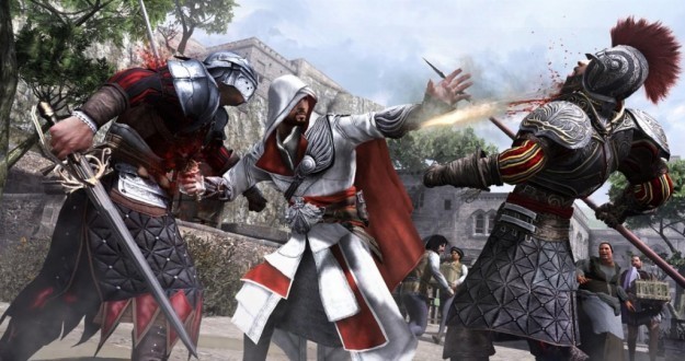 Assassin's Creed: The Ezio Collection, the protagonist engaged in combat