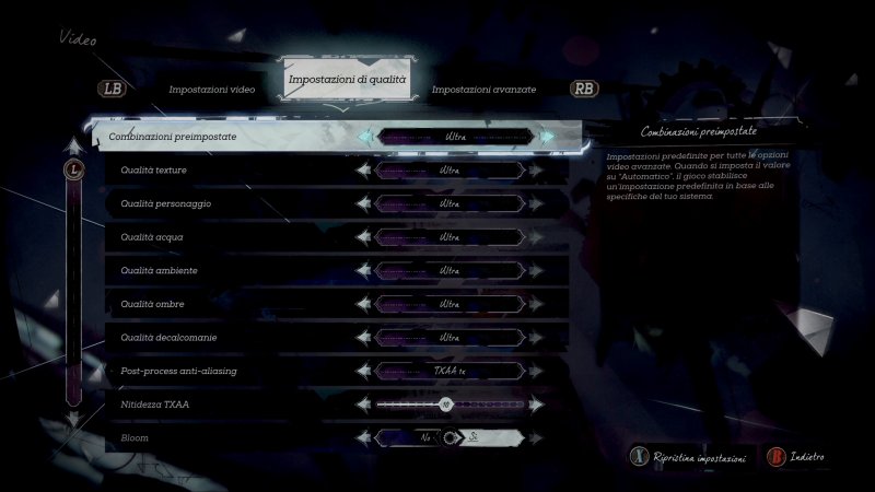 I settaggi video della versione 1.3 I settaggi video della versione 1.3