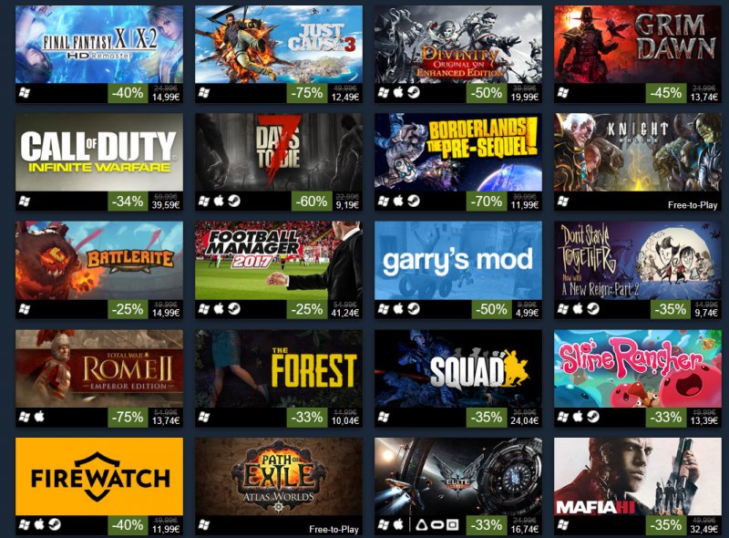 Pubblicata la top 100 ufficiale dei giochi più venduti su Steam nel 2016