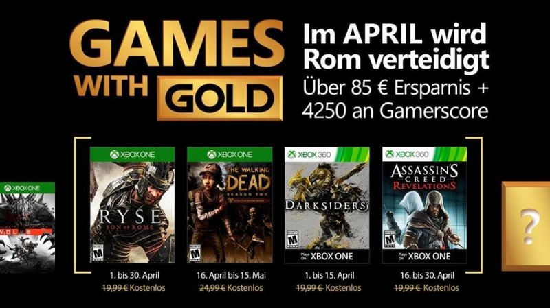 Ryse e The Walking Dead Season 2 sono tra i Games with Gold di aprile