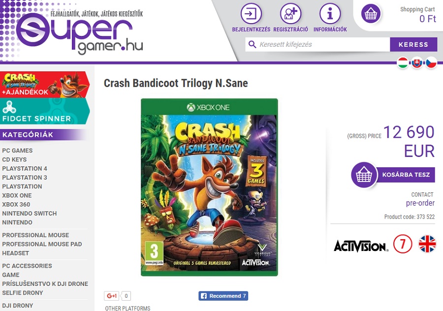 Crash Bandicoot N. Sane Trilogy riapparsa la versione Xbox One, con