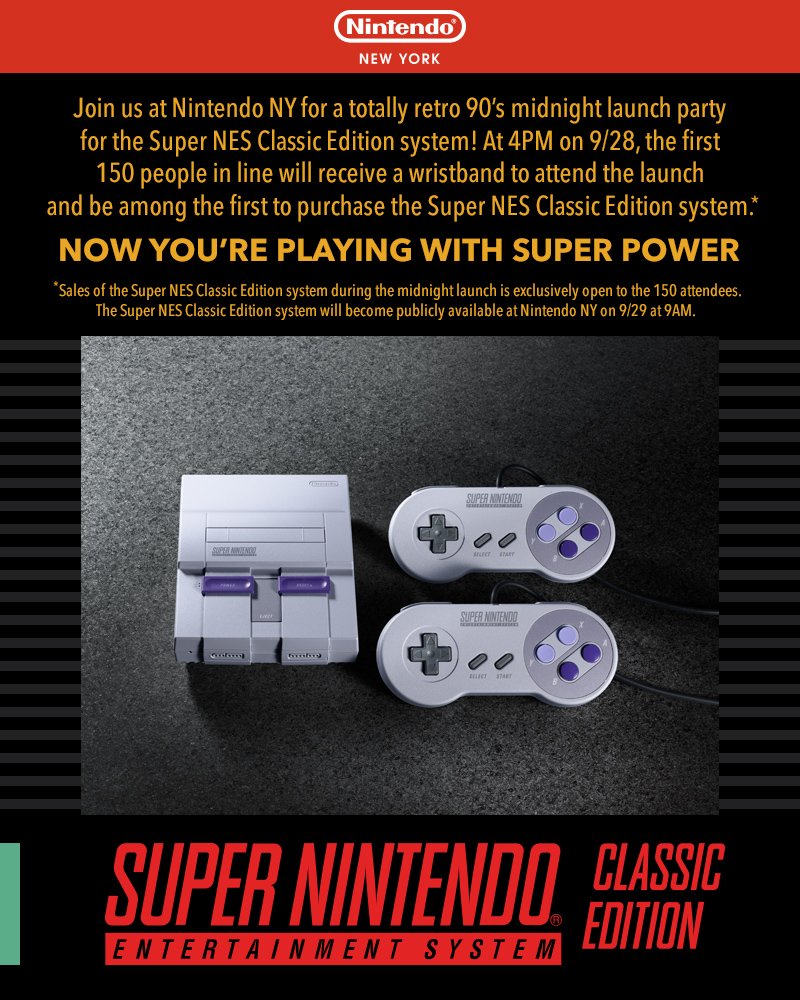 Un evento notturno speciale per il lancio del Nintendo Classic Mini: SNES presso lo Store ufficiale di New York