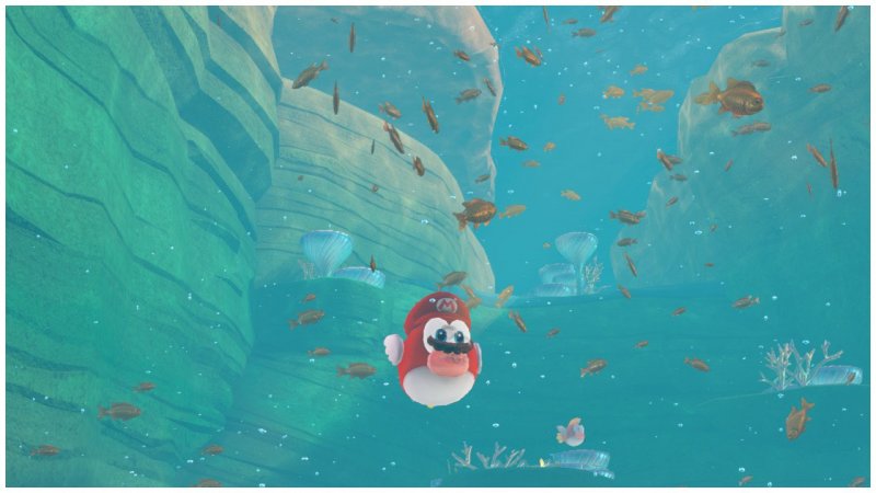 Mario puede convertirse en un pez y nadar bajo el agua en Super Mario Odyssey