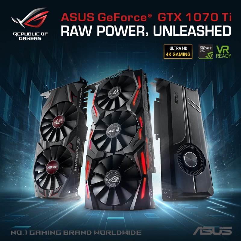 ASUS ha presentato le nuove schede grafiche da gaming della serie GeForce GTX 1070 Ti