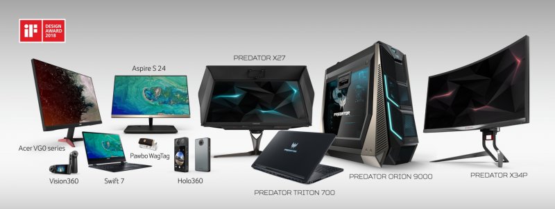 Acer si aggiudica dodici iF Design Awards 2018 tra monitor, notebook e altri dispositivi
