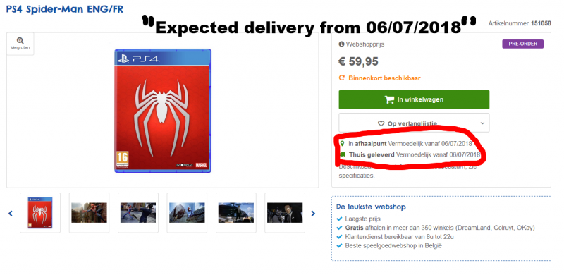 Un rivenditore belga indica che Spider-Man uscirà il 6 luglio