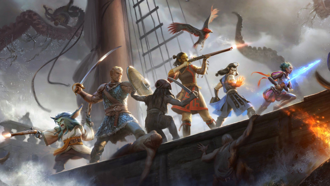 Un gruppo di personaggi su una barca in Pillars of Eternity 2