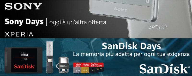 Sony Days e SanDisk Days: decine di prodotti i saldo tra smartphone Xperia e memorie SanDisk su Amazon