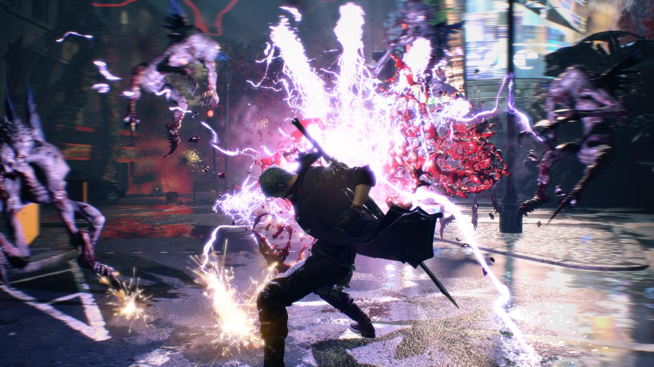 Nero che fa una esplosizione elettrica di Devil May Cry 5