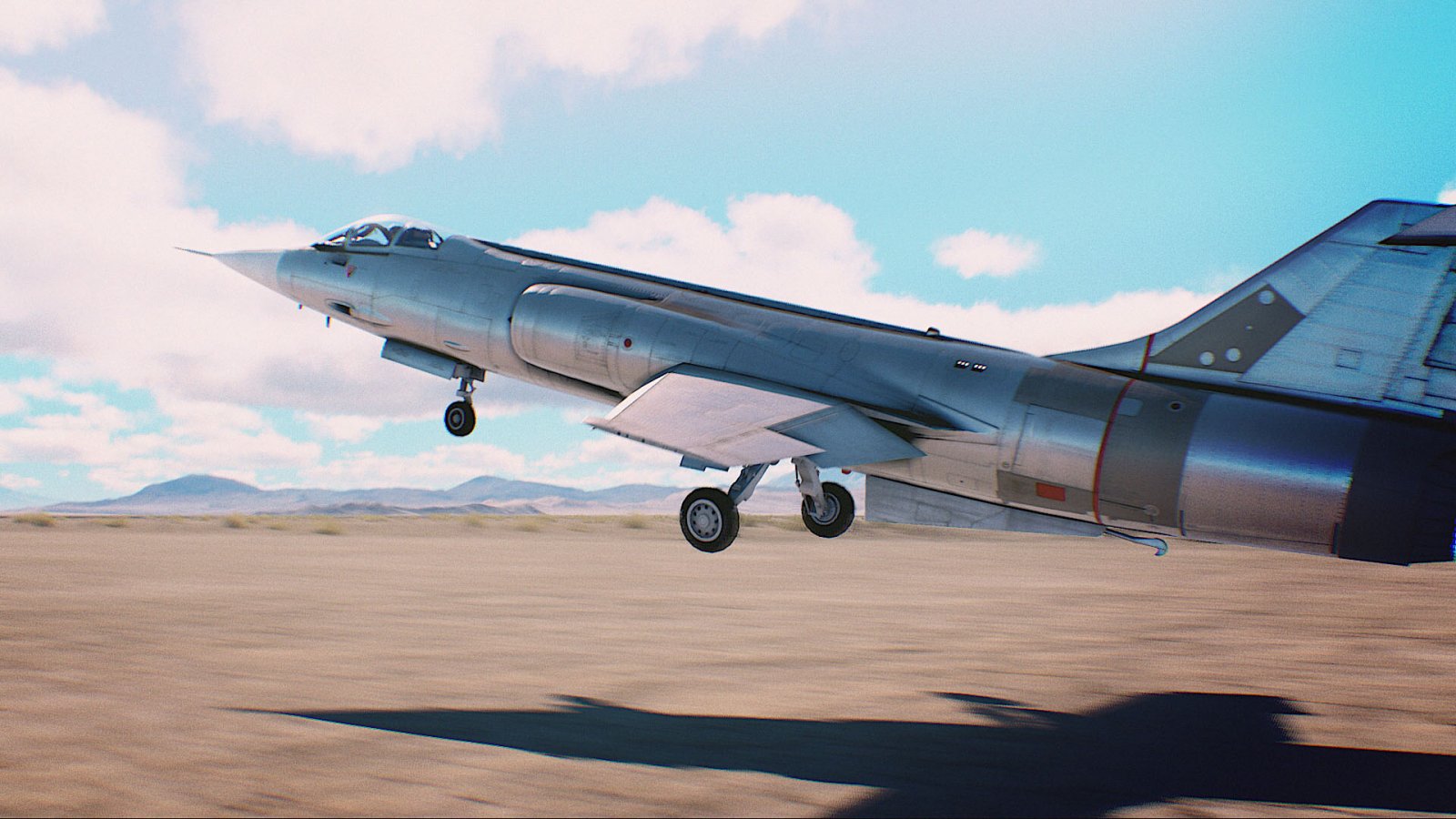 Un F-104 in decollo in Ace Combat 7: Skies Unknown