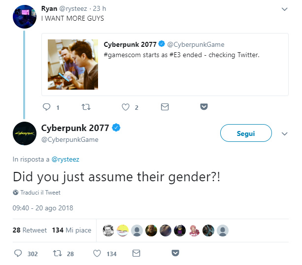 Cyberpunk 2077 Tweet Transfobico